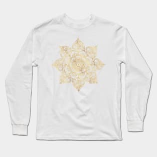 Elegant White Gold Mandala Floral Long Sleeve T-Shirt